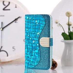 huismerk Laser Glitter Poeder Matching Crocodile Textuur Horizontale Flip Leren Case met Kaart Slots & Houder & Portemonnee voor iPhone 13