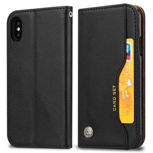 huismerk Kneed huid textuur horizontale Flip lederen case voor de iPhone XS/X met fotolijst & houder & card slots & portemonnee (zwart)