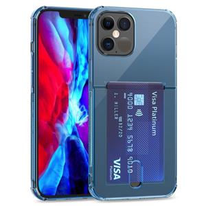 Huismerk TPU transparante beschermhoes met kaartsleuven voor iPhone 12 Mini(Blauw)