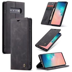 CaseMe-013 multifunctionele Retro Frosted horizontale Flip leren Case voor Galaxy S10 met kaartslot & houder & portemonnee (zwart)