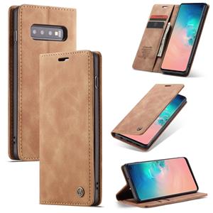 huismerk CaseMe-013 multifunctionele retro Frosted horizontale Flip lederen case voor Galaxy S10 met kaartsleuf & houder & portemonnee (bruin)