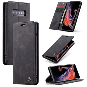 CaseMe-013 multifunctionele Retro Frosted horizontale Flip leren Case voor Galaxy S10 Plus met kaartslot & houder & portemonnee (zwart)