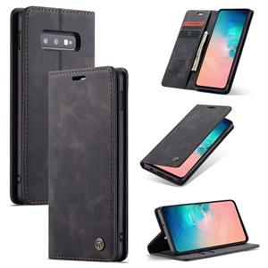 CaseMe-013 multifunctionele Retro Frosted horizontale Flip leren Case voor Galaxy S10 E met kaartslot & houder & portemonnee (zwart)