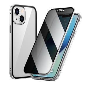 huismerk Anti-Peeping Magnetic Metal Frame Dubbelzijdig Gehard Glas Telefoon Case voor iPhone 13 Mini