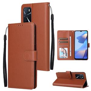 huismerk For OPPO A16 3 Card Slots Multifunctional Leather Phone Case(Brown)