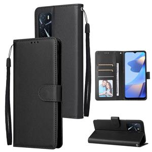 huismerk For OPPO A16 3 Card Slots Multifunctional Leather Phone Case(Black)