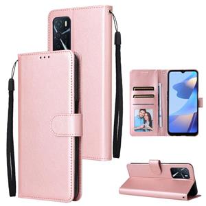 huismerk For OPPO A16 3 Card Slots Multifunctional Leather Phone Case(Rose Gold)