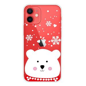Huismerk Christmas Series Clear TPU Beschermhoes voor iPhone 12 mini (Chubby White Bear)