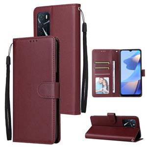 huismerk For OPPO A16 3 Card Slots Multifunctional Leather Phone Case(Wine Red)