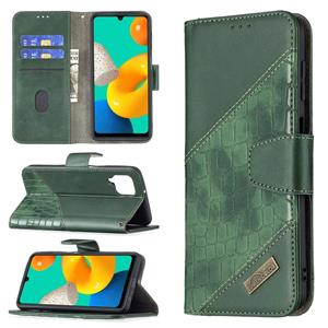 huismerk Voor Samsung Galaxy M32 Matching Color Crocodile Texture Horizontale Flip PU Lederen Case met Portemonnee & Houder & Kaartslots