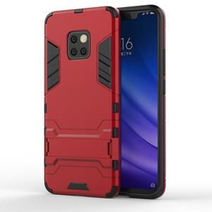 Huismerk Schokbestendige PC + TPU Case voor Huawei mate 20 Pro met houder (rood)