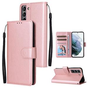 huismerk For Samsung Galaxy S22 5G 3 Card Slots Multifunctional Leather Phone Case(Rose Gold)