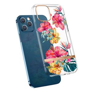 huismerk High Translucent Electroplating Flower Pattern TPU + PC Shockproof Case For iPhone 13 Pro(Hibiscus)