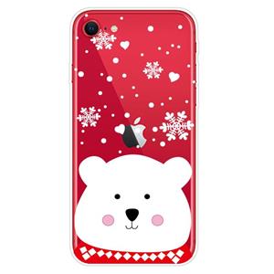 Huismerk Christmas Series Clear TPU Beschermhoes voor iPhone SE (2020) / 8 / 7 (Chubby White Bear)