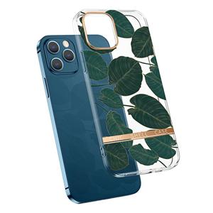 huismerk High Translucent Electroplating Flower Pattern TPU + PC Shockproof Case For iPhone 13 Pro Max(Banana Leaf)