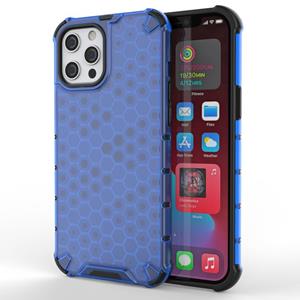 huismerk Schokbestendige honingraat PC + TPU beschermhoes voor iPhone 13 Mini (blauw)