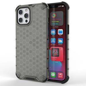 huismerk Shockproof Honeycomb PC + TPU Protective Case For iPhone 13 Mini(Black)