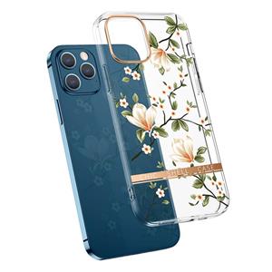 huismerk High Translucent Electroplating Flower Pattern TPU + PC Shockproof Case For iPhone 13 Pro Max(Magnolia)