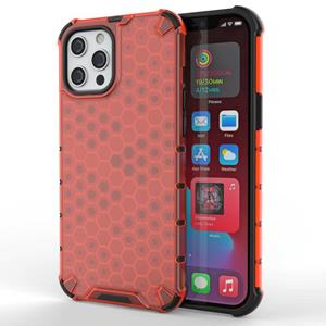 huismerk Schokbestendige honingraat PC + TPU beschermhoes voor iPhone 13 Mini (rood)