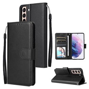 huismerk For Samsung Galaxy S22+ 5G 3 Card Slots Multifunctional Leather Phone Case(Black)