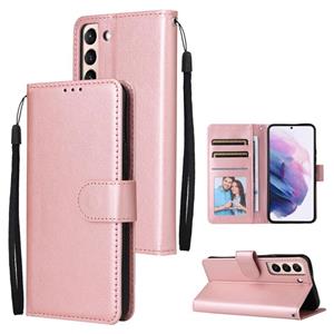 huismerk For Samsung Galaxy S22+ 5G 3 Card Slots Multifunctional Leather Phone Case(Rose Gold)