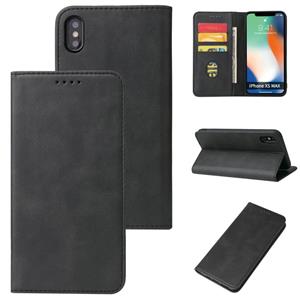 huismerk Kalfstructuur Magnetische horizontale flip lederen tas met houder & kaart slots & portefeuille voor iPhone XS max