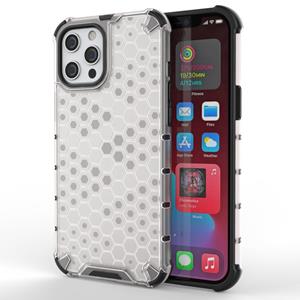 huismerk Shockproof Honeycomb PC + TPU Protective Case For iPhone 13 Pro Max(White)