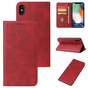 huismerk Calf Texture Magnetic Horizontal Flip Leather Case with Holder & Card Slots & Wallet For iPhone XS Max(Red)