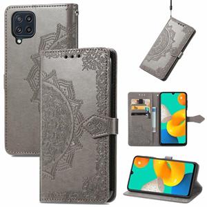 huismerk Voor Samsung Galaxy M32 Mandala Bloem Reliëf Horizontale Flip Leren Case met Houder & Three Card Slots & Wallet & Lanyard