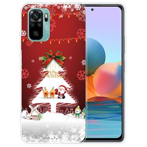 huismerk Voor Xiaomi Redmi Note 10 4G Kerstserie Transparante TPU-beschermhoes (mini-herten en oude man)