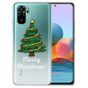 huismerk Voor Xiaomi Redmi Note 10 4G Kerstserie Transparante TPU-beschermhoes (kleine kerstboom)