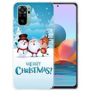 huismerk Voor Xiaomi Redmi Note 10 4G Kerstserie Transparante TPU-beschermhoes (Singing Snowman Deer)