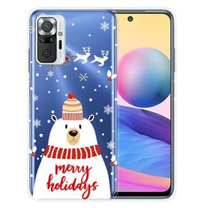 huismerk Voor Xiaomi Redmi Note 10 Pro 4G Kerstserie Transparante TPU-beschermhoes (Hat White Bear)