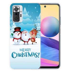 huismerk Voor Xiaomi Redmi Note 10 Pro 4G Kerstserie Transparante TPU-beschermhoes (Singing Snowman Deer)