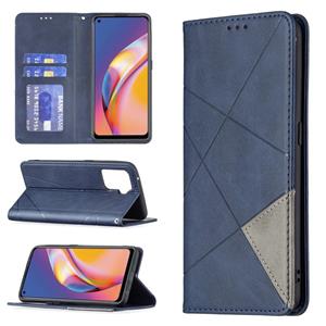 huismerk Voor Oppo A94 4G / RENO 5F / F19 PRO Rhombus Texture Horizontale Flip Magnetische Lederen Case met Houder & Card Slots