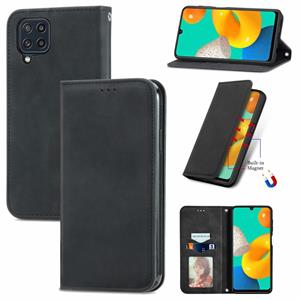 huismerk Voor Samsung Galaxy M32 Retro Huid Feel Business Magnetische Horizontale Flip Lederen Case met Houder & Card Slots & Portemonnee & Fotolijst (Zwart)