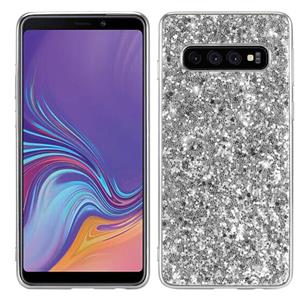 huismerk Glitter poeder schokbestendig TPU Case voor Galaxy S10 5G (zilver)