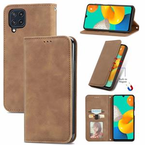 huismerk Voor Samsung Galaxy M32 Retro Huid Feel Business Magnetische Horizontale Flip Lederen Case met Houder & Card Slots & Portemonnee & Photo Frame (Brown)