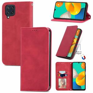 huismerk Voor Samsung Galaxy M32 Retro Skin Feel Business Magnetische Horizontale Flip Lederen Case met Houder & Card Slots & Portemonnee & Fotolijst