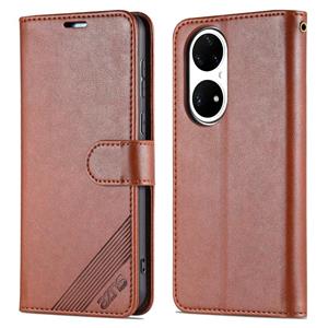 AZNS For Huawei P50 Pro  Sheepskin Texture Horizontal Flip Leather Case with Holder & Card Slots & Wallet(Brown)