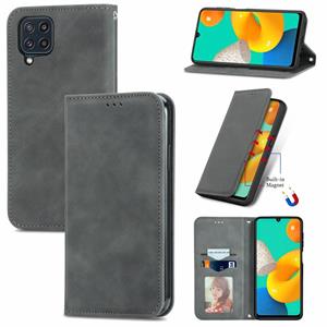 huismerk Voor Samsung Galaxy M32 Retro Huid Feel Business Magnetische Horizontale Flip Lederen Case met Houder & Card Slots & Portemonnee & Photo Frame