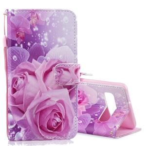 huismerk Rose patroon horizontale Flip lederen case voor Galaxy S10 5G met houder & kaartsleuven & portemonnee