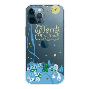 huismerk Kerstserie Transparante TPU-beschermhoes voor iPhone 13 Pro (Ice-Snow World)