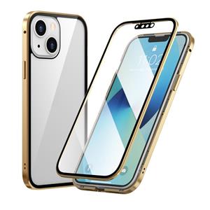 huismerk HD Magnetisch Metalen Frame Dubbelzijdig Gehard Glass Phone Case voor iPhone 13 Mini