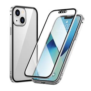 huismerk HD Magnetisch Metalen Frame Dubbelzijdig Gehard Glas Telefoon Case voor iPhone 13 Mini