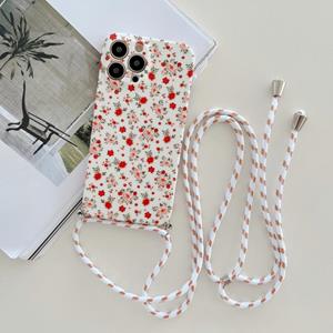 huismerk Lanyard Small Floral TPU Phone Case For iPhone 13(D)