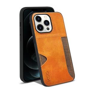 huismerk KSQ-kalfstructuur All-inclusive PU-telefoonhoesje voor iPhone 13 Pro Max (Orange)