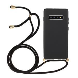 huismerk Voor Galaxy S10 Tarwe stro materiaal + TPU beschermhoes met Lanyard (Zwart)