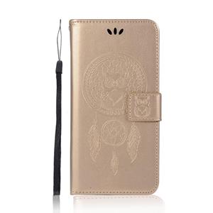 huismerk Voor Samsung Galaxy Note 20 Wind Chime Owl Embossing Pattern Horizontale Flip Lederen Case met Holder & Card Slots & Wallet(Gold)