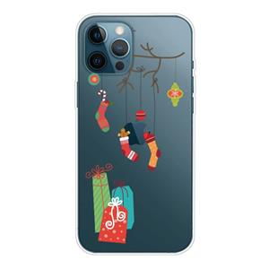 Huismerk Kerst Serie Transparante TPU-beschermhoes voor iPhone 13 Pro Max (Black Tree Gift)